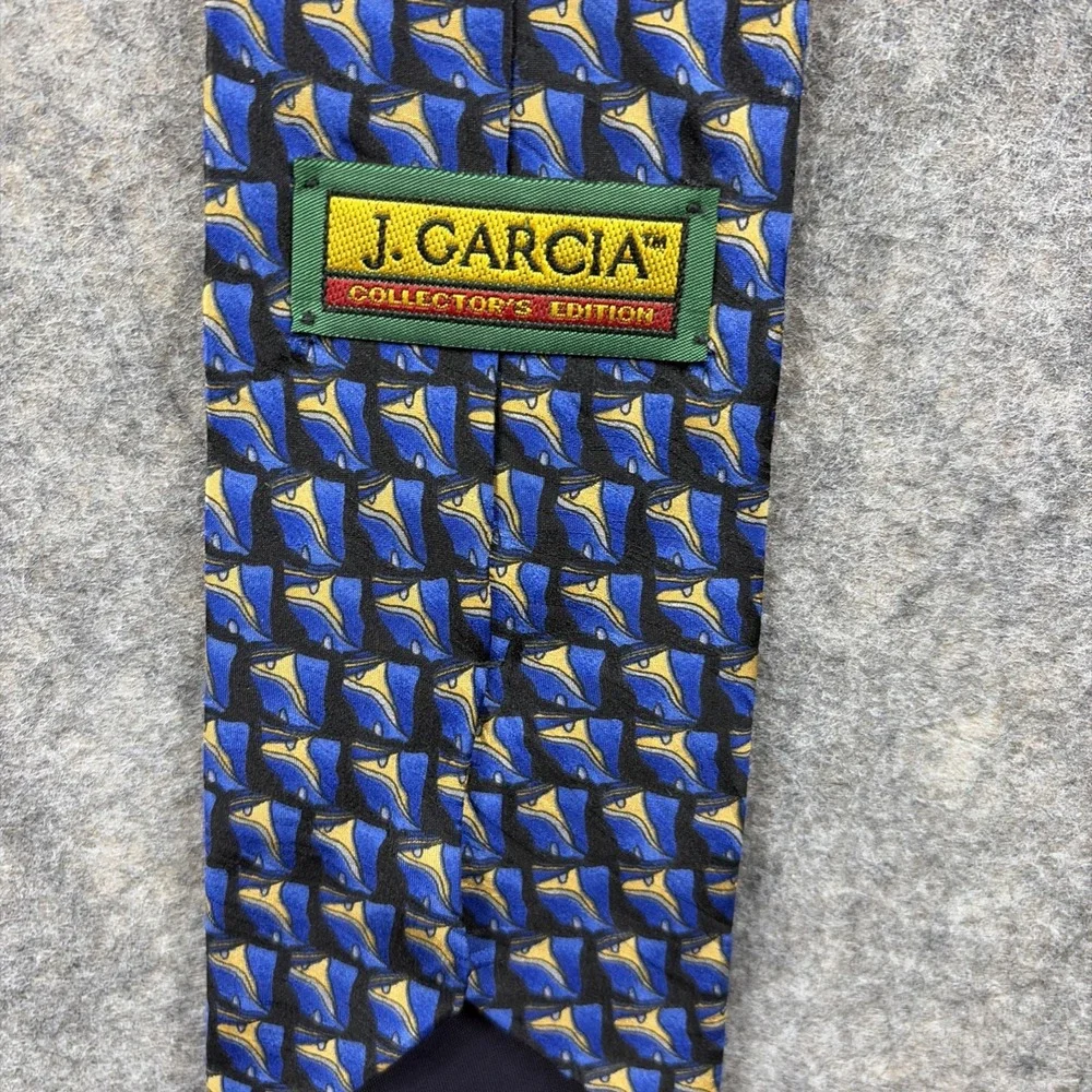 J. Garcia Silk Tie Blue / Yellow Geometric Art Jerry Garcia Y2K